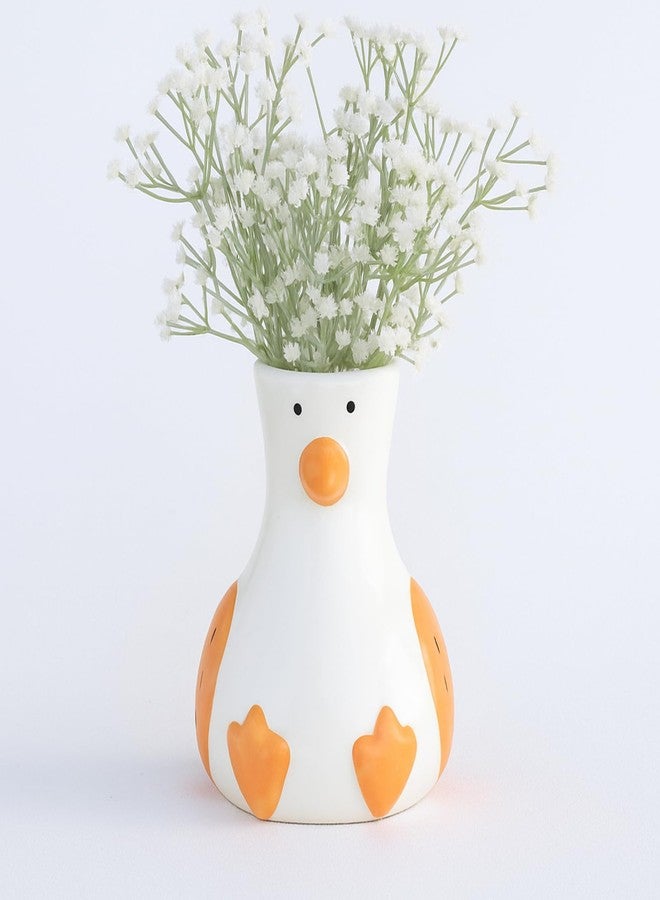 Ninehaoou Ceramic Goose Vase White Modern Flower Vase with Unique Goose Design Aesthetic Table Decor Funky Trendy Art Planter Holder for Flowers, Home Office Shelf Decoration - Image 1